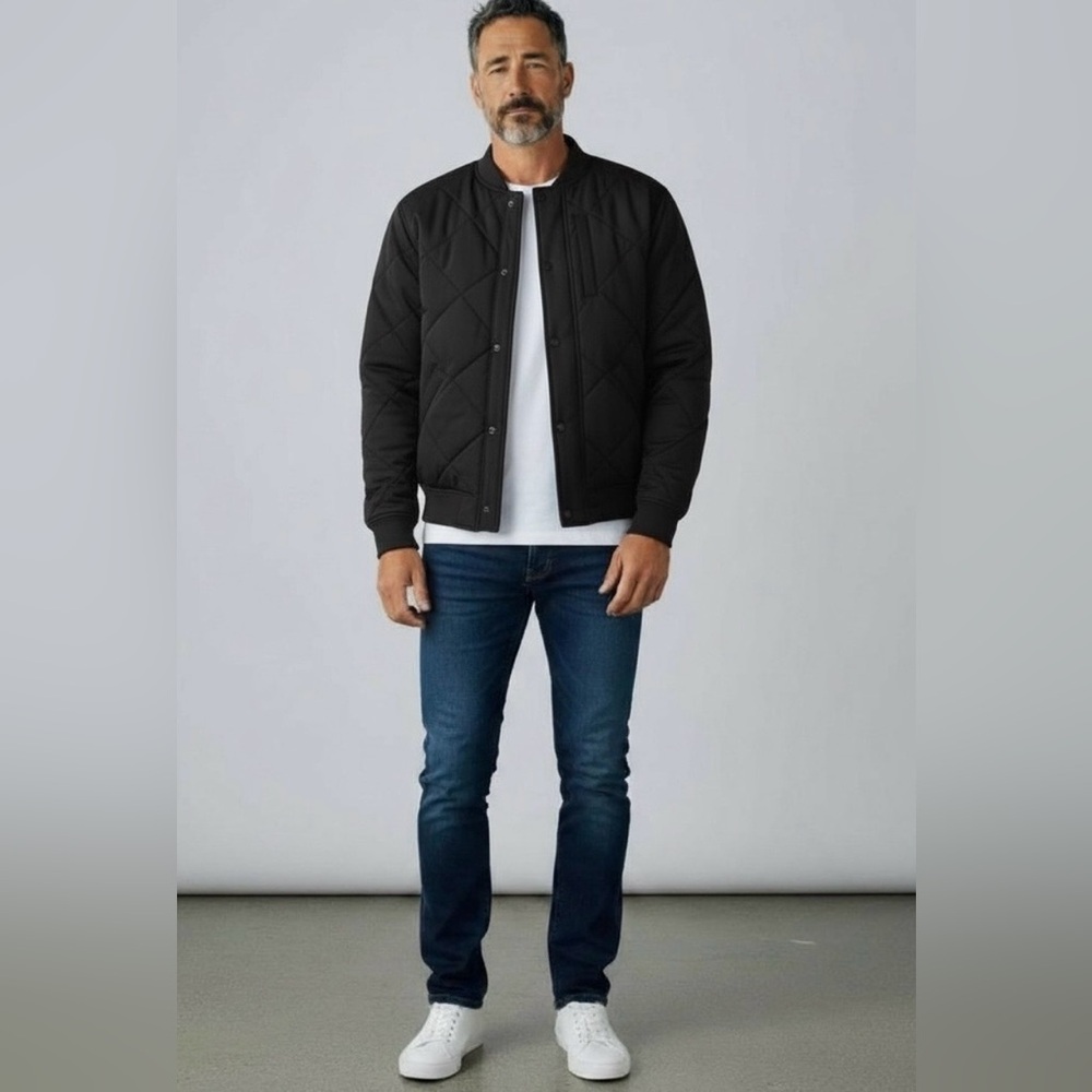 Banana Republic Black Quilted Bomber Jacket